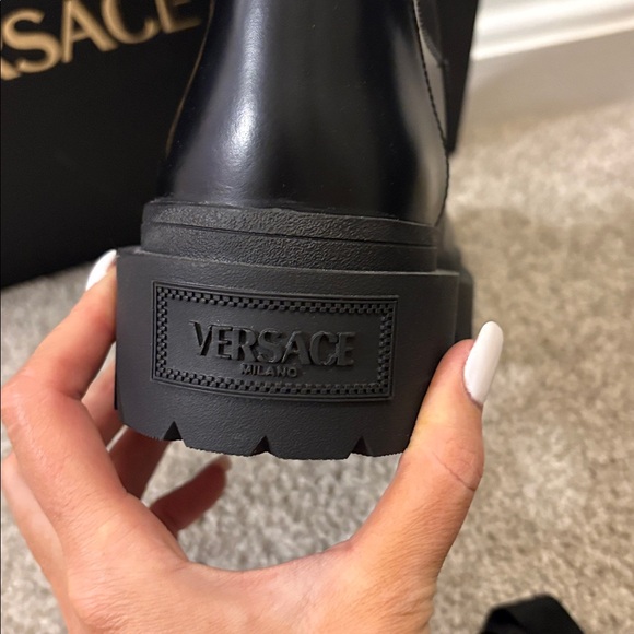 Versace Black Boots with Gold Detail - Picture 6 of 7